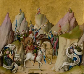 El encuentro de los Reyes Magos, con David e Isaías (anverso); La Asunción de la Virgen (reverso)
