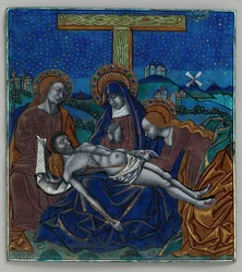 Panel de tríptico con Pietá, francés, siglo XV-XVI