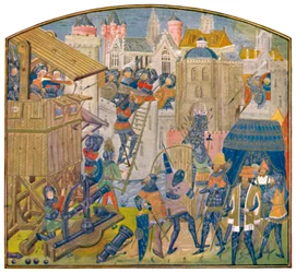 Tren de asedio, Manuscrito del siglo XV MS. Roy. 14 E. iv.