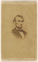 [Grabado de Abraham Lincoln según una fotografía de Mathew B. Brady]