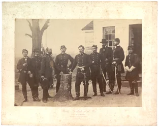 Impresión de albúmina del General McClellan en el cuartel general, Brigada del General Morrell, 1862