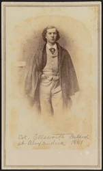 Retrato en carte-de-visite del Coronel Elmer Ephraim Ellsworth, 1861