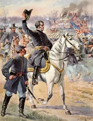 El General Mayor Hooker en la Batalla de Chancellorville, Virginia, 3 de mayo de 1863