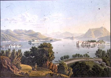 Vista del Lago Maggiore y las Islas Borromeas (grabado)