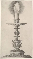 Candelabro con Vela Encendida de: Insigne Ac Plane Novum Opus Cratero graphicum, Ein n..., 1551