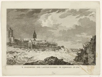 Colapso de la torre lapona en Nijmegen, 1784 Colapso de la Torre Lapp en Nijmegen. En 1784 (título sobre objeto)