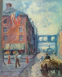 Casa de la familia Van Wyck, Nueva York, c.1923 (óleo sobre tabla de artista)