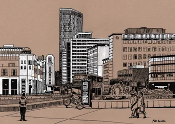 Wellesley Road - Croydon, 2016 (tinta acrílica sobre tabla)