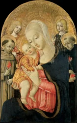 Virgen con el Niño, ángeles y santos