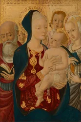 Virgen con el Niño y San Jerónimo, Santa Catalina de Alejandría y ángeles, c.1465-1470 (temple sobre tabla de álamo)