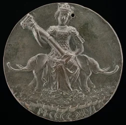 Fortaleza sosteniendo una columna rota [reverso], 1446