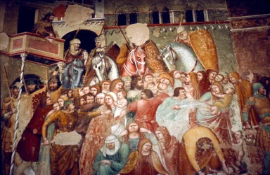 Masacre de los inocentes, fresco en la iglesia de Santi Agostino, Siena, 1482