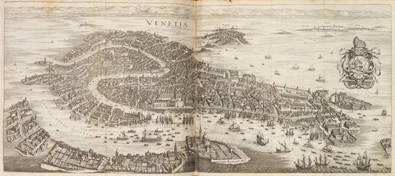 Panorama de Venecia. De Newe Archontologia cosmica de Johann Ludwig Gottfried, 1646
