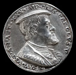 Carlos V, 1500-1558, Rey de España 1516-1556, Emperador del Sacro Imperio Romano 1519 [anverso], 1530