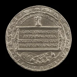 Reloj de arena sobre una tablilla inscrita [reverso]