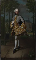 Retrato de Gerard Cornelis van Riebeeck
Gerard Cornelis van Riebeeck (1722-1759), secretario de Delft, presumiblemente de pie delante de su casa de campo Essensteyn en Voorburg