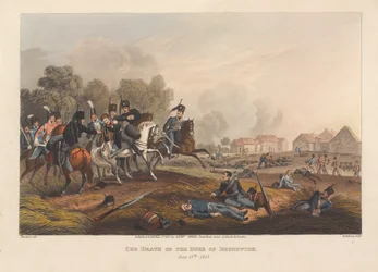 La muerte del duque de Brunswick, 15 de junio de 1815 (impresión)