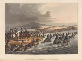 El cruce del Niemen al inicio de la campaña en 1812 (impresión)