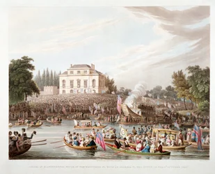Vista del río Támesis en Brandenburgh House, Hammersmith, Londres, 1821