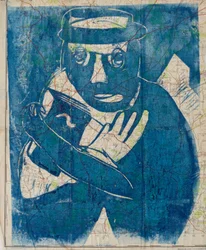 Leaving England, 2004 (linograbado)