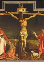 Cristo en la Cruz, detalle del panel central de la Crucifixión del Retablo de Isenheim, c.1512-16 (óleo sobre tabla) (detalle de 3706)