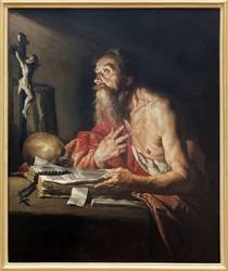 San Jerónimo, Pintura al óleo sobre lienzo de Mathias Stomer (Matthias Stom) (1600-apres 1650) - Fotografía, KIM Youngtae, Nantes, Musee des Beaux Arts de Nantes