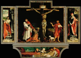 Crucifixión, santos y sepultura