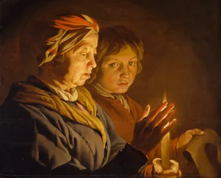 Anciana y un niño a la luz de las velas, 1630-1650