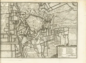Beleg van Béthune, 1710 Mapa de la ciudad fortificada de Bethune en Artois sitiada por los aliados (título sobre el objeto)