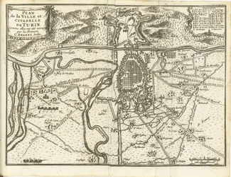 Beleg van Turijn, 1706 Plano de la Ciudad y Ciudadela de Turín, cuando fueron sitiadas por los franceses (título sobre el objeto)