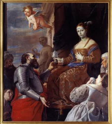 Sofonisba (235-203 a.C.) tomando el veneno. Masinisa envenenó a su esposa Sofonisba, Reina de Numidia, en lugar de entregarla a Roma.