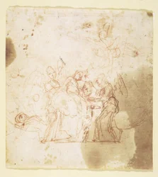 San Juan Bautista niño atendido por ángeles (?)