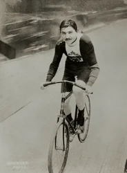 Retrato del ciclista alemán Thaddeus Robl ( 1877