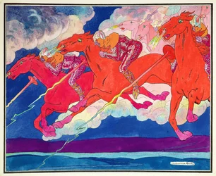 Las legiones de Atila bajando del cielo, c.1920 (acuarela sobre papel)