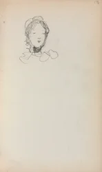 Cuaderno de bocetos italiano: Cabeza de una niña, página 176, 1898-1899