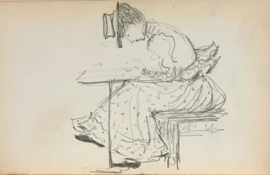 Cuaderno de bocetos italiano: Mujer sentada página 107, 1898-1899