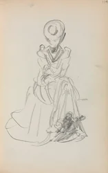 Cuaderno de bocetos italiano: Mujer sentada página 114, 1898-1899