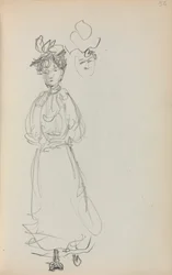 Cuaderno de bocetos italiano: Mujer de pie, página 52, 1898-1899
