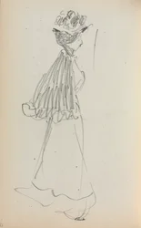 Cuaderno de Bocetos Italiano: Mujer de Pie de Perfil página 130, 1898-1899