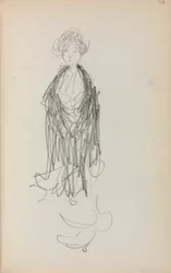 Cuaderno de bocetos italiano: Mujer de pie con chal página 54, 1898-1899