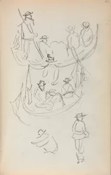 Cuaderno de Bocetos Italiano: Dos Góndolas con figuras, 1898-1899
