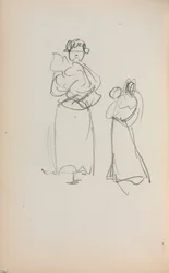 Cuaderno de bocetos italiano: Dos mujeres de pie sosteniendo infantes página 140, 1898-1899