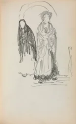 Cuaderno de bocetos italiano: Dos mujeres de pie página 123, 1898-1899