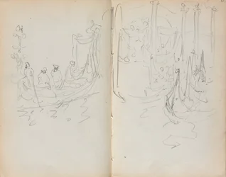 Cuaderno de bocetos italiano: Vista del puerto veneciano página 31 y 32, 1898-1899