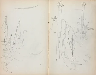 Cuaderno de bocetos italiano: Vista del puerto veneciano página 33 y 34, 1898-1899