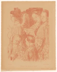 Tres ángeles cantores y dos escolanos durante la Santa Misa
Fragment d