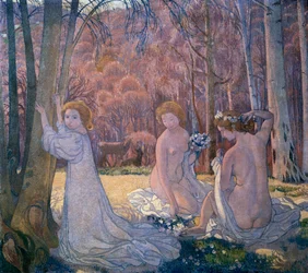 Figuras en Paisaje Primaveral Bosque Sagrado