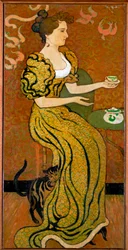 Dama en la mesa de té