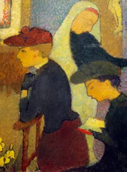 Las tres mujeres. Pintura de Maurice Denis (1870-1943). Colección particular.