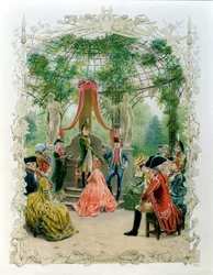 Ceremonia de iniciación masónica de una mujer masona hacia 1785, 1890